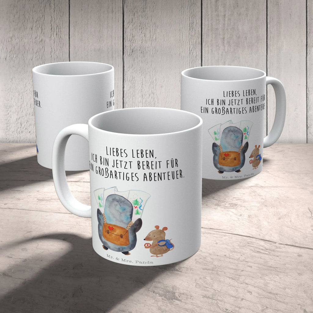 Tasse Pinguin & Maus Wanderer Tasse, Kaffeetasse, Teetasse, Becher, Kaffeebecher, Teebecher, Keramiktasse, Porzellantasse, Büro Tasse, Geschenk Tasse, Tasse Sprüche, Tasse Motive, Kaffeetassen, Tasse bedrucken, Designer Tasse, Cappuccino Tassen, Schöne Teetassen, Pinguin, Pinguine, Abenteurer, Abenteuer, Roadtrip, Ausflug, Wanderlust, wandern