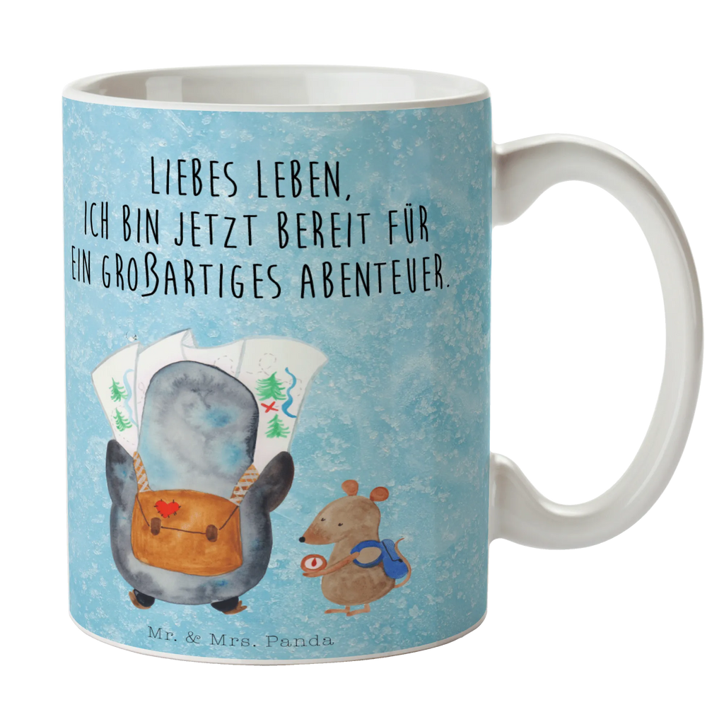 Tasse Pinguin & Maus Wanderer Tasse, Kaffeetasse, Teetasse, Becher, Kaffeebecher, Teebecher, Keramiktasse, Porzellantasse, Büro Tasse, Geschenk Tasse, Tasse Sprüche, Tasse Motive, Kaffeetassen, Tasse bedrucken, Designer Tasse, Cappuccino Tassen, Schöne Teetassen, Pinguin, Pinguine, Abenteurer, Abenteuer, Roadtrip, Ausflug, Wanderlust, wandern