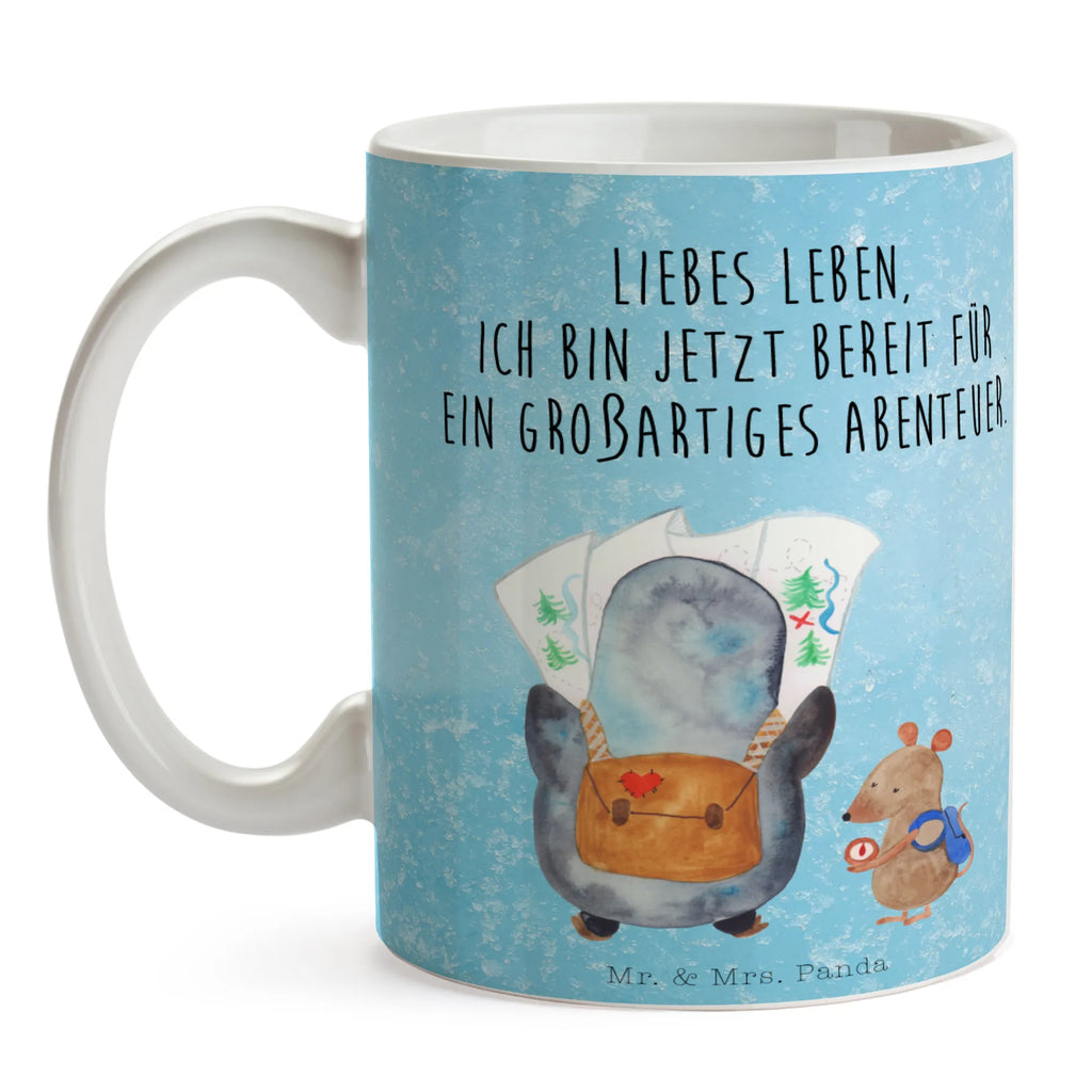 Tasse Pinguin & Maus Wanderer Tasse, Kaffeetasse, Teetasse, Becher, Kaffeebecher, Teebecher, Keramiktasse, Porzellantasse, Büro Tasse, Geschenk Tasse, Tasse Sprüche, Tasse Motive, Kaffeetassen, Tasse bedrucken, Designer Tasse, Cappuccino Tassen, Schöne Teetassen, Pinguin, Pinguine, Abenteurer, Abenteuer, Roadtrip, Ausflug, Wanderlust, wandern