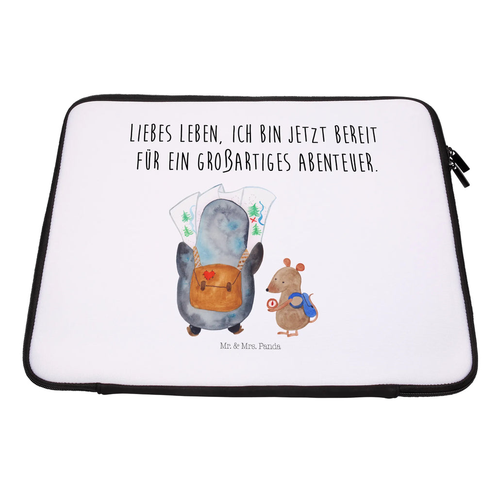 Notebook Tasche Pinguin & Maus Wanderer Notebook Tasche, Laptop, Computertasche, Tasche, Notebook-Tasche, Notebook-Reisehülle, Notebook Schutz, Pinguin, Pinguine, Abenteurer, Abenteuer, Roadtrip, Ausflug, Wanderlust, wandern