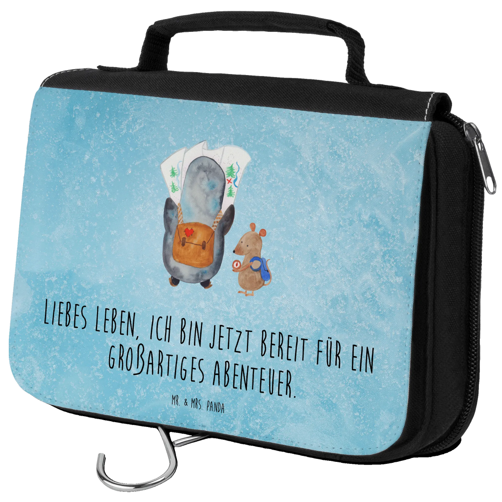 Kulturbeutel Pinguin & Maus Wanderer Kulturbeutel, Zum Aufhängen, Waschtasche, Kosmetiktasche, Damen, Herren, Aufbewahrungstasche, Schminktasche, Kosmetikbeutel, Organizer, Kulturtasche, Schminkutensil, Pinguin, Pinguine, Abenteurer, Abenteuer, Roadtrip, Ausflug, Wanderlust, wandern