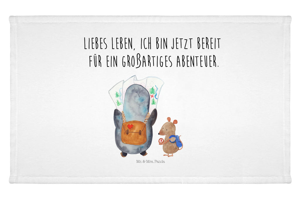 Handtuch Pinguin & Maus Wanderer Handtuch, Badehandtuch, Badezimmer, Handtücher, groß, Kinder, Baby, Pinguin, Pinguine, Abenteurer, Abenteuer, Roadtrip, Ausflug, Wanderlust, wandern