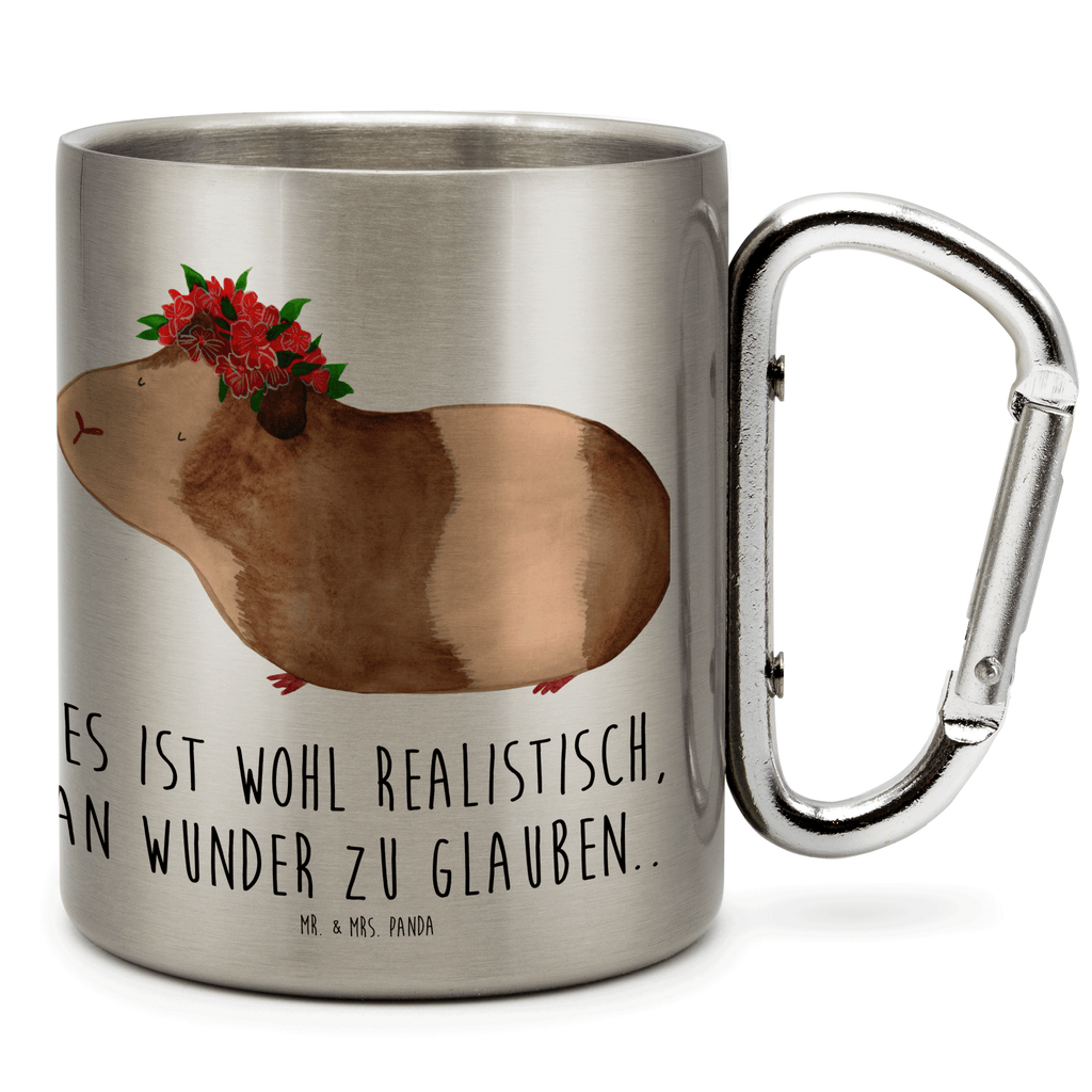 Edelstahlbecher Meerschweinchen weise Edelstahltasse, Karabiner, Edelstahlbecher, Outdoor, Camping, Tasse, Becher, Tiermotive, Gute Laune, lustige Sprüche, Tiere, Meerschweinchen, Meerie, Meeries, Wunder, Blumenkind, Realität, Spruch, Weisheit, Motivation, Wunderland