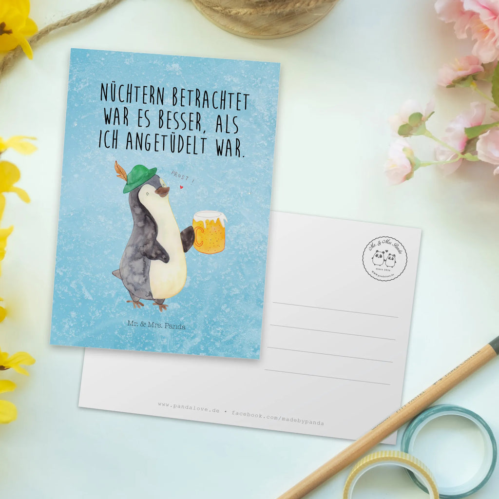 Postkarte Pinguin Bier Postkarte, Karte, Geschenkkarte, Grußkarte, Einladung, Ansichtskarte, Geburtstagskarte, Einladungskarte, Dankeskarte, Ansichtskarten, Einladung Geburtstag, Einladungskarten Geburtstag, Pinguin, Pinguine, Bier, Oktoberfest