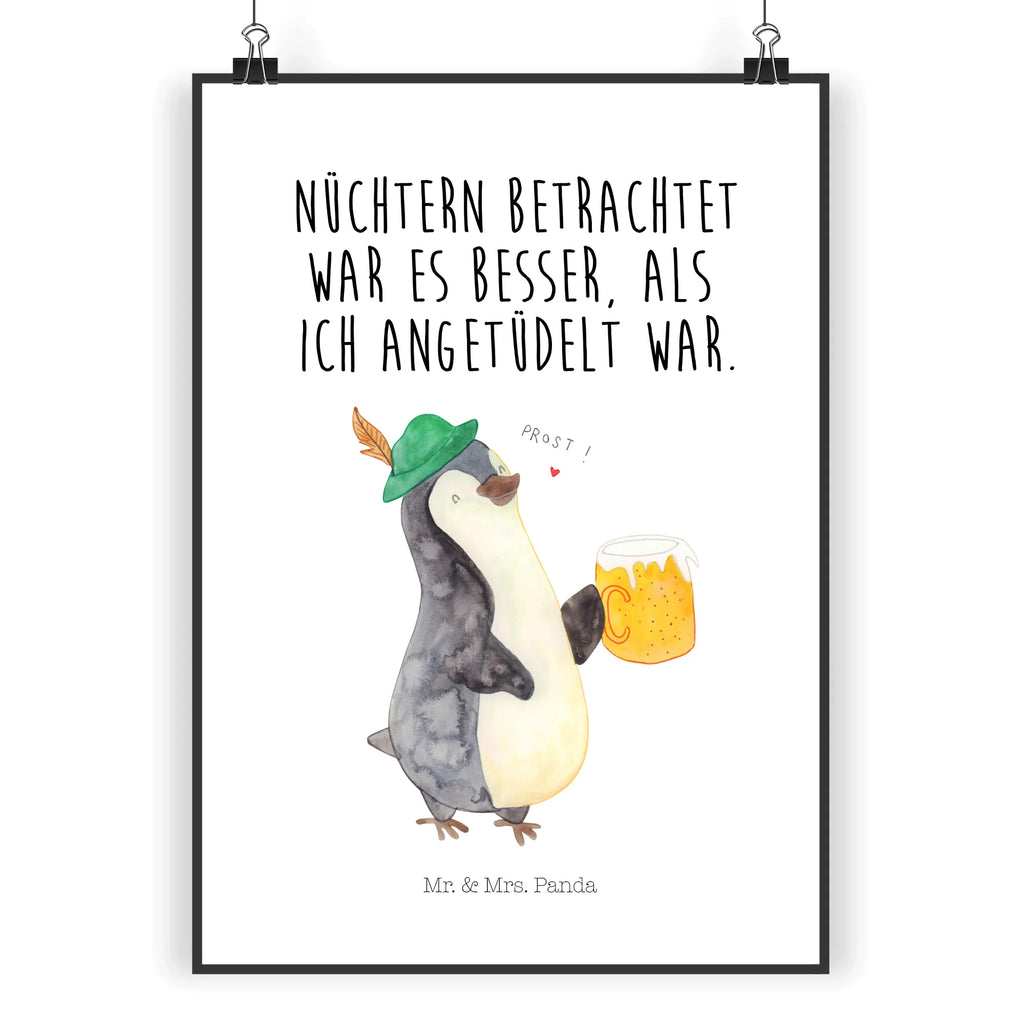 Poster Pinguin Bier Poster, Wandposter, Bild, Wanddeko, Küchenposter, Kinderposter, Wanddeko Bild, Raumdekoration, Wanddekoration, Handgemaltes Poster, Mr. & Mrs. Panda Poster, Designposter, Kunstdruck, Posterdruck, Pinguin, Pinguine, Bier, Oktoberfest