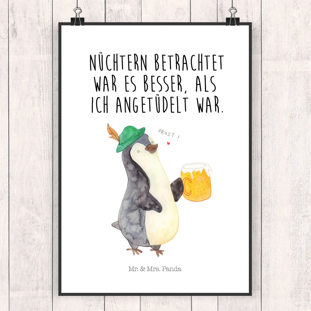 Poster Pinguin Bier Poster, Wandposter, Bild, Wanddeko, Küchenposter, Kinderposter, Wanddeko Bild, Raumdekoration, Wanddekoration, Handgemaltes Poster, Mr. & Mrs. Panda Poster, Designposter, Kunstdruck, Posterdruck, Pinguin, Pinguine, Bier, Oktoberfest