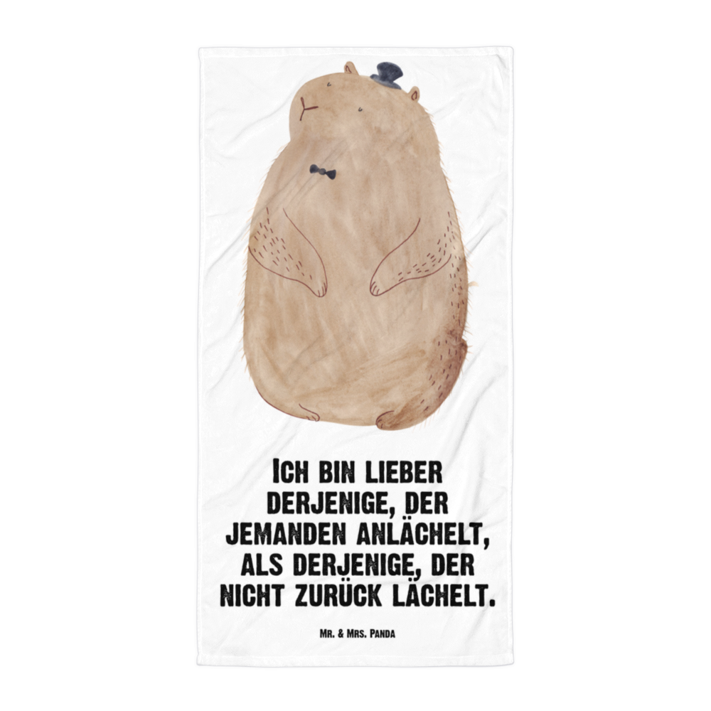 XL Badehandtuch Murmeltier Handtuch, Badetuch, Duschtuch, Strandtuch, Saunatuch, Tiermotive, Gute Laune, lustige Sprüche, Tiere, Murmeltier, Knigge, Fröhlichkeit, Freundlichkeit, Respekt, Anstand