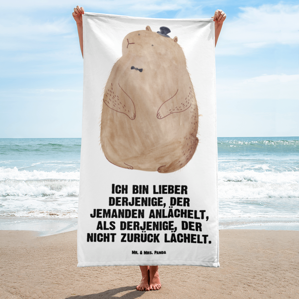 XL Badehandtuch Murmeltier Handtuch, Badetuch, Duschtuch, Strandtuch, Saunatuch, Tiermotive, Gute Laune, lustige Sprüche, Tiere, Murmeltier, Knigge, Fröhlichkeit, Freundlichkeit, Respekt, Anstand