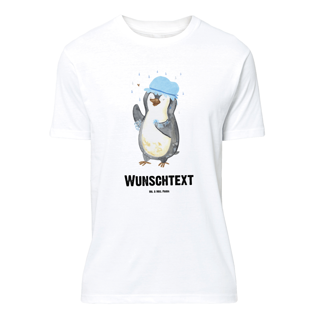 Personalisiertes T-Shirt Pinguin duscht T-Shirt Personalisiert, T-Shirt mit Namen, T-Shirt mit Aufruck, Männer, Frauen, Wunschtext, Bedrucken, Pinguin, Pinguine, Dusche, duschen, Lebensmotto, Motivation, Neustart, Neuanfang, glücklich sein