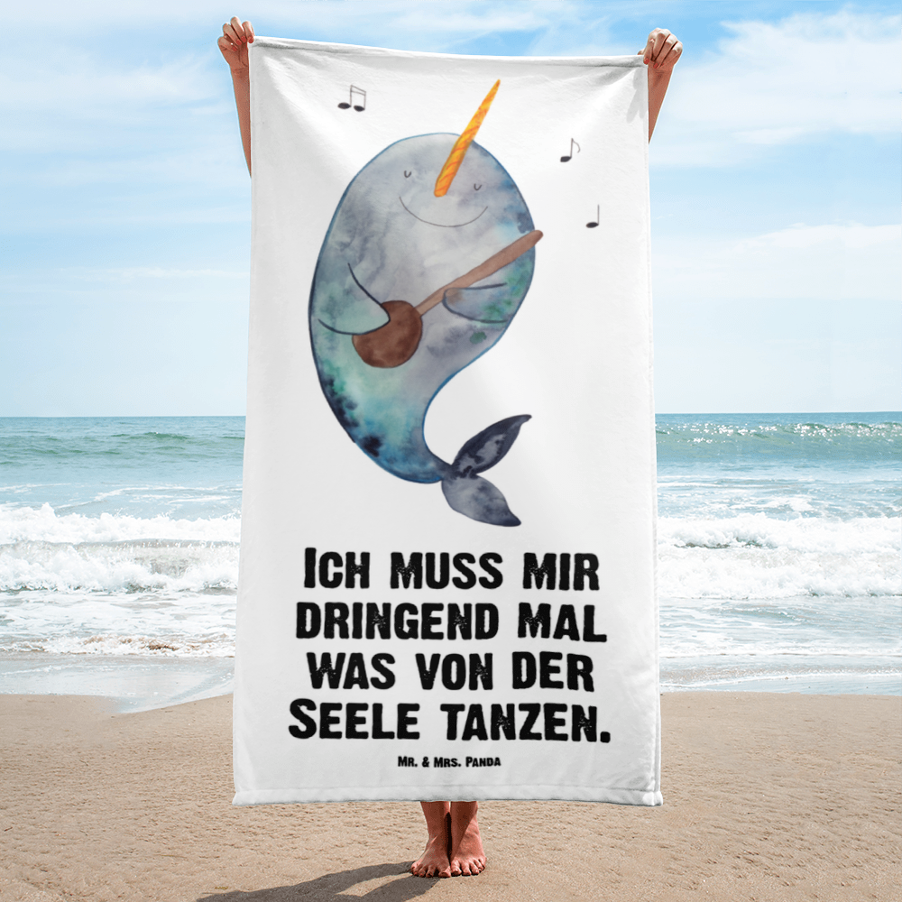 XL Badehandtuch Narwal Gitarre Handtuch, Badetuch, Duschtuch, Strandtuch, Saunatuch, Meerestiere, Meer, Urlaub, Narwal, Wal, Tanzen, Probleme, Problemlösung, Frust, Gespräche, Gitarre