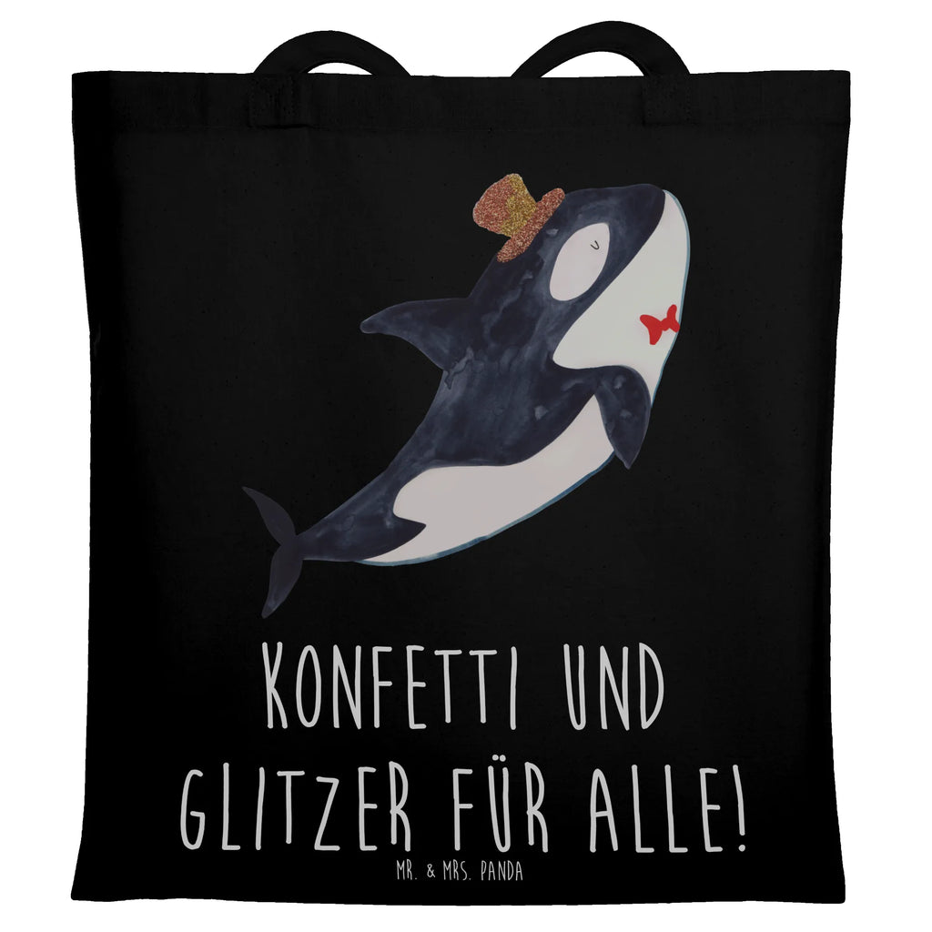 Tragetasche Orca Zylinder Beuteltasche, Beutel, Einkaufstasche, Jutebeutel, Stoffbeutel, Tasche, Shopper, Umhängetasche, Strandtasche, Schultertasche, Stofftasche, Tragetasche, Badetasche, Jutetasche, Einkaufstüte, Laptoptasche, Meerestiere, Meer, Urlaub, Narwal, Glitter, Konfetti, Glitzer, Geburtstag, Feier, Fete, Fest, Glückwunsch, Orca