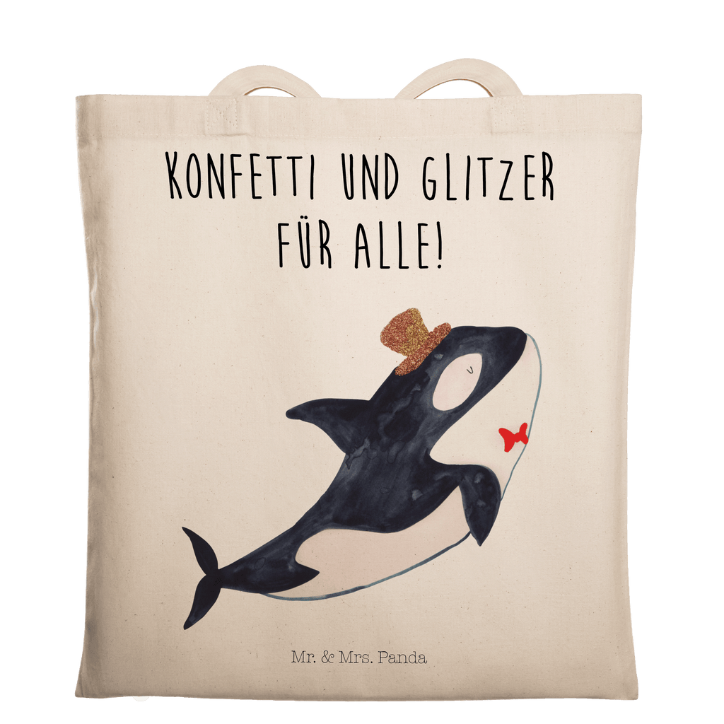 Tragetasche Orca Zylinder Beuteltasche, Beutel, Einkaufstasche, Jutebeutel, Stoffbeutel, Tasche, Shopper, Umhängetasche, Strandtasche, Schultertasche, Stofftasche, Tragetasche, Badetasche, Jutetasche, Einkaufstüte, Laptoptasche, Meerestiere, Meer, Urlaub, Narwal, Glitter, Konfetti, Glitzer, Geburtstag, Feier, Fete, Fest, Glückwunsch, Orca