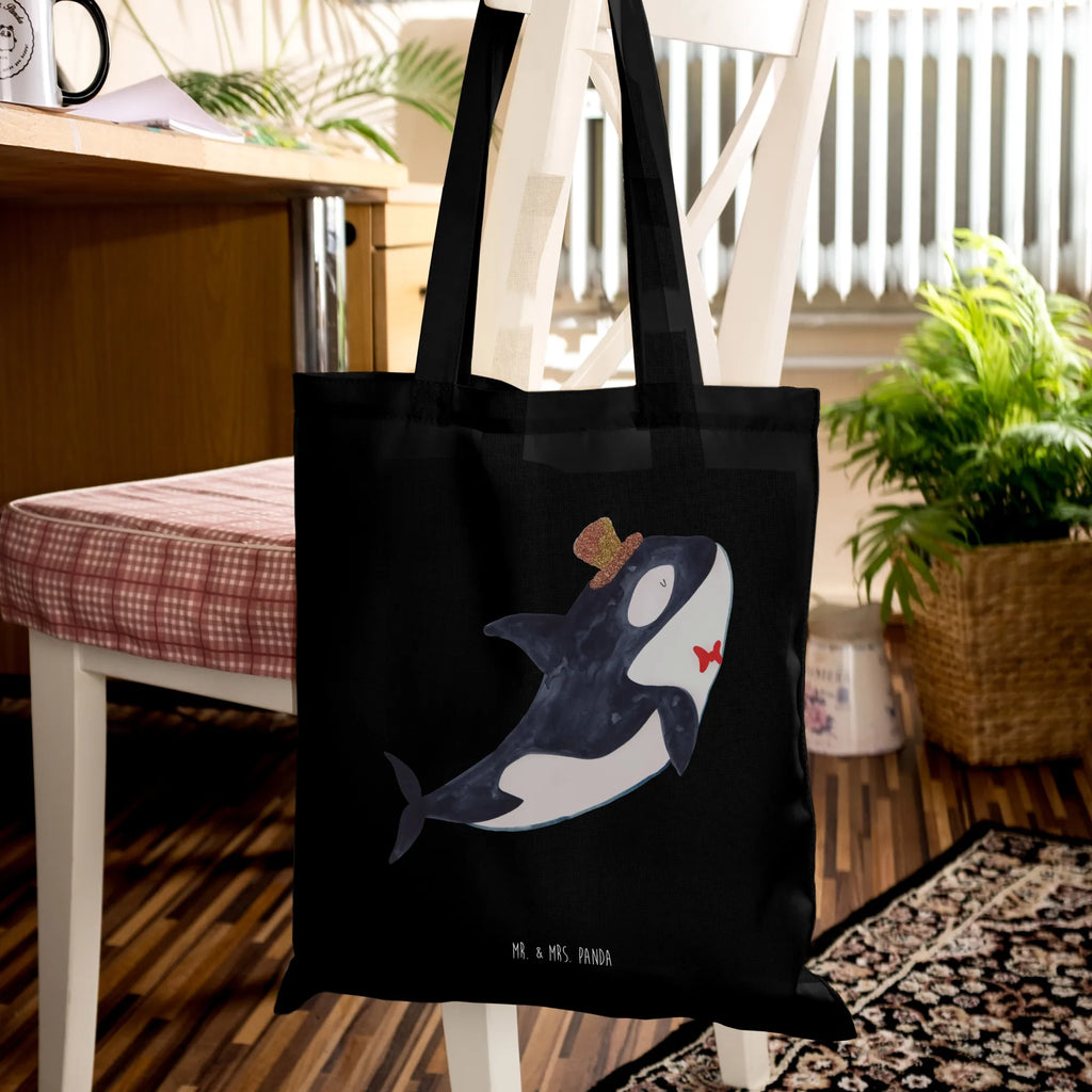 Tragetasche Orca Zylinder Beuteltasche, Beutel, Einkaufstasche, Jutebeutel, Stoffbeutel, Tasche, Shopper, Umhängetasche, Strandtasche, Schultertasche, Stofftasche, Tragetasche, Badetasche, Jutetasche, Einkaufstüte, Laptoptasche, Meerestiere, Meer, Urlaub, Narwal, Glitter, Konfetti, Glitzer, Geburtstag, Feier, Fete, Fest, Glückwunsch, Orca