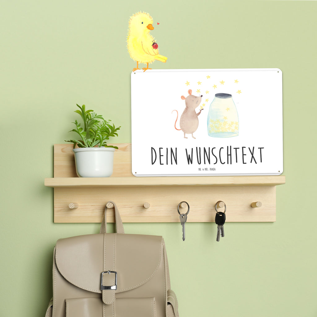 Personalisiertes Blechschild Maus Sterne Blechschild, Metallschild, Geschenk Schild, Schild, Magnet-Metall-Schild, Deko Schild, Wandschild, Wand-Dekoration, Türschild, Tiermotive, Gute Laune, lustige Sprüche, Tiere, Maus, Sterne, Wunsch, Kind, Taufe, Taufgeschenk, Geburt, Schwangerschaft, erstes Kind, Kindergeburtstag, Geburtstag, Hoffnung, Träume