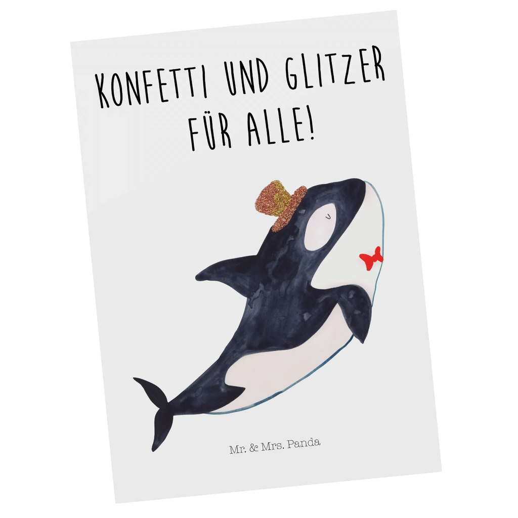 Postkarte Orca Zylinder Postkarte, Karte, Geschenkkarte, Grußkarte, Einladung, Ansichtskarte, Geburtstagskarte, Einladungskarte, Dankeskarte, Ansichtskarten, Einladung Geburtstag, Einladungskarten Geburtstag, Meerestiere, Meer, Urlaub, Narwal, Glitter, Konfetti, Glitzer, Geburtstag, Feier, Fete, Fest, Glückwunsch, Orca