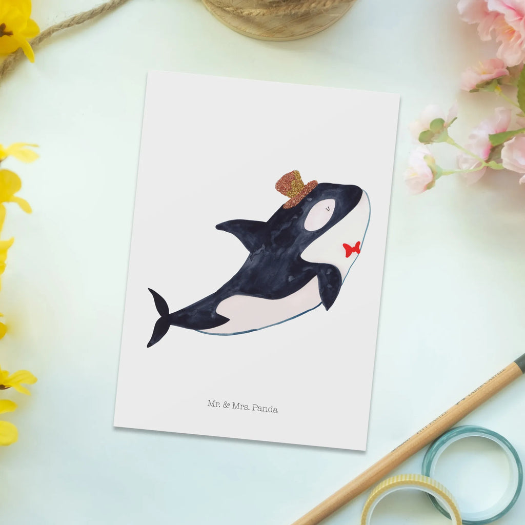 Postkarte Orca Zylinder Postkarte, Karte, Geschenkkarte, Grußkarte, Einladung, Ansichtskarte, Geburtstagskarte, Einladungskarte, Dankeskarte, Ansichtskarten, Einladung Geburtstag, Einladungskarten Geburtstag, Meerestiere, Meer, Urlaub, Narwal, Glitter, Konfetti, Glitzer, Geburtstag, Feier, Fete, Fest, Glückwunsch, Orca