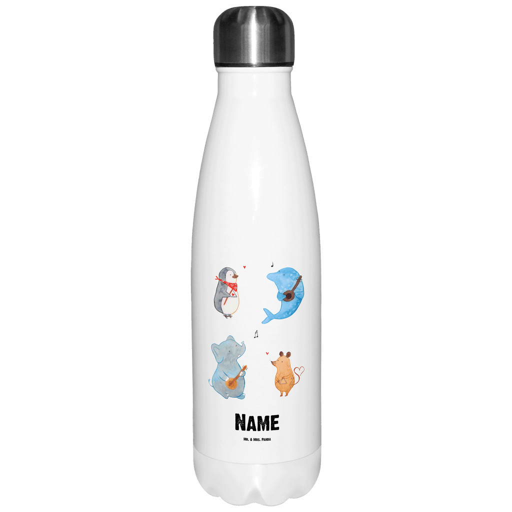 Personalisierte Thermosflasche Big Band Personalisierte Isolierflasche, Personalisierte Thermoflasche, Personalisierte Trinkflasche, Trinkflasche Mit Namen, Wunschname, Bedrucken, Namensflasche, Tiermotive, Gute Laune, lustige Sprüche, Tiere, Hund, Pinguin, Maus, Elefant, Delfin, Gitarre, Band, Triangel, Musikanten, Musik