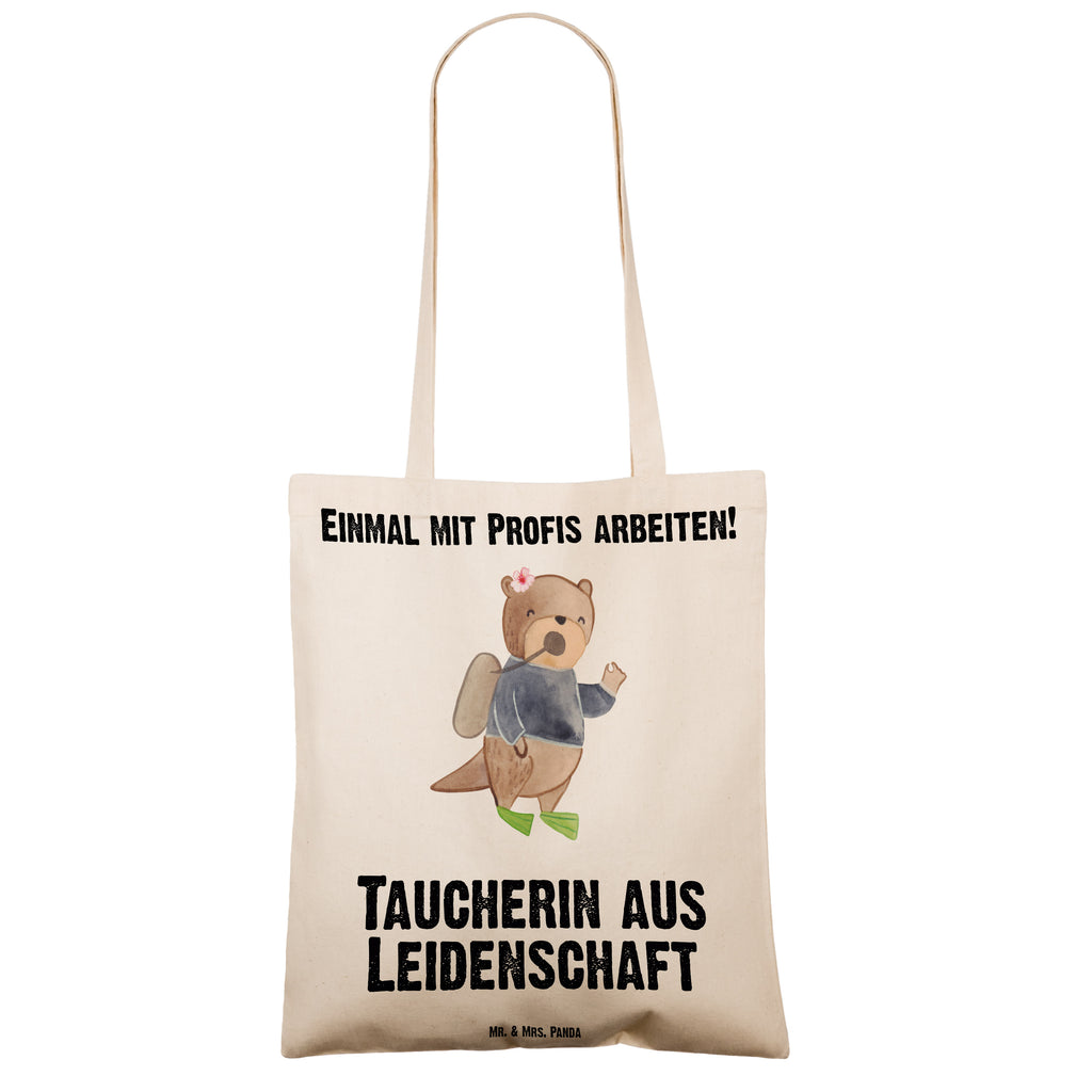 Tragetasche Taucherin aus Leidenschaft Beuteltasche, Beutel, Einkaufstasche, Jutebeutel, Stoffbeutel, Tasche, Shopper, Umhängetasche, Strandtasche, Schultertasche, Stofftasche, Tragetasche, Badetasche, Jutetasche, Einkaufstüte, Laptoptasche, Beruf, Ausbildung, Jubiläum, Abschied, Rente, Kollege, Kollegin, Geschenk, Schenken, Arbeitskollege, Mitarbeiter, Firma, Danke, Dankeschön