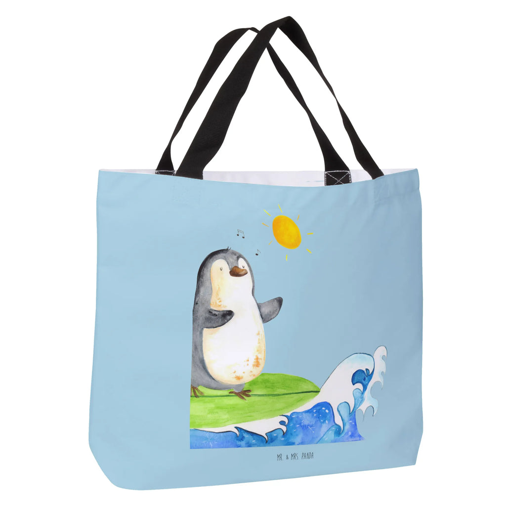 Shopper Pinguin Surfer Beutel, Einkaufstasche, Tasche, Strandtasche, Einkaufsbeutel, Shopper, Schultasche, Freizeittasche, Tragebeutel, Schulbeutel, Alltagstasche, Pinguin, Pinguine, surfen, Surfer, Hawaii, Urlaub, Wellen, Wellen reiten, Portugal