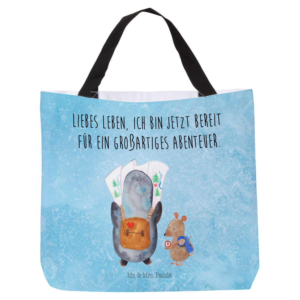 Shopper Pinguin & Maus Wanderer Beutel, Einkaufstasche, Tasche, Strandtasche, Einkaufsbeutel, Shopper, Schultasche, Freizeittasche, Tragebeutel, Schulbeutel, Alltagstasche, Pinguin, Pinguine, Abenteurer, Abenteuer, Roadtrip, Ausflug, Wanderlust, wandern