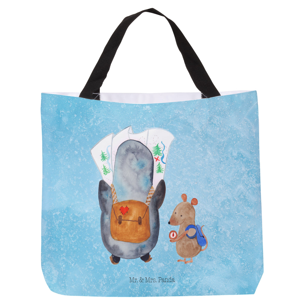 Shopper Pinguin & Maus Wanderer Beutel, Einkaufstasche, Tasche, Strandtasche, Einkaufsbeutel, Shopper, Schultasche, Freizeittasche, Tragebeutel, Schulbeutel, Alltagstasche, Pinguin, Pinguine, Abenteurer, Abenteuer, Roadtrip, Ausflug, Wanderlust, wandern