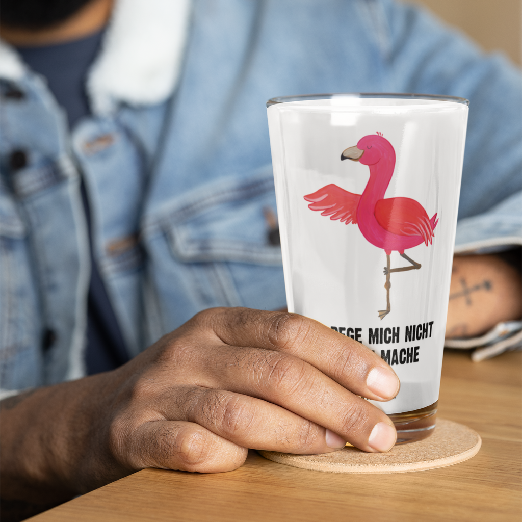 Premium Trinkglas Flamingo Yoga Trinkglas, Glas, Pint Glas, Bierglas, Cocktail Glas, Wasserglas, Flamingo, Vogel, Yoga, Namaste, Achtsamkeit, Yoga-Übung, Entspannung, Ärger, Aufregen, Tiefenentspannung