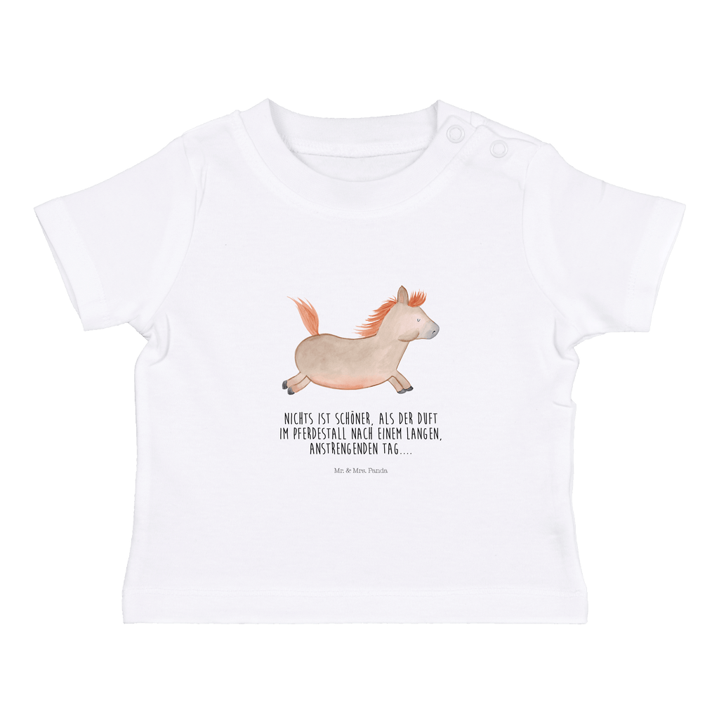 Organic Baby Shirt Pferd Springen Baby T-Shirt, Jungen Baby T-Shirt, Mädchen Baby T-Shirt, Shirt, Bauernhof, Hoftiere, Landwirt, Landwirtin, Pferd, Pony, Pferde, Stall, Pferdestall, ausreiten, reiten, Pferdebesitzer