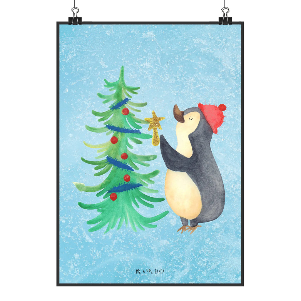 Poster Pinguin Weihnachtsbaum Poster, Wandposter, Bild, Wanddeko, Küchenposter, Kinderposter, Wanddeko Bild, Raumdekoration, Wanddekoration, Handgemaltes Poster, Mr. & Mrs. Panda Poster, Designposter, Kunstdruck, Posterdruck, Winter, Weihnachten, Weihnachtsdeko, Nikolaus, Advent, Heiligabend, Wintermotiv, Pinguin