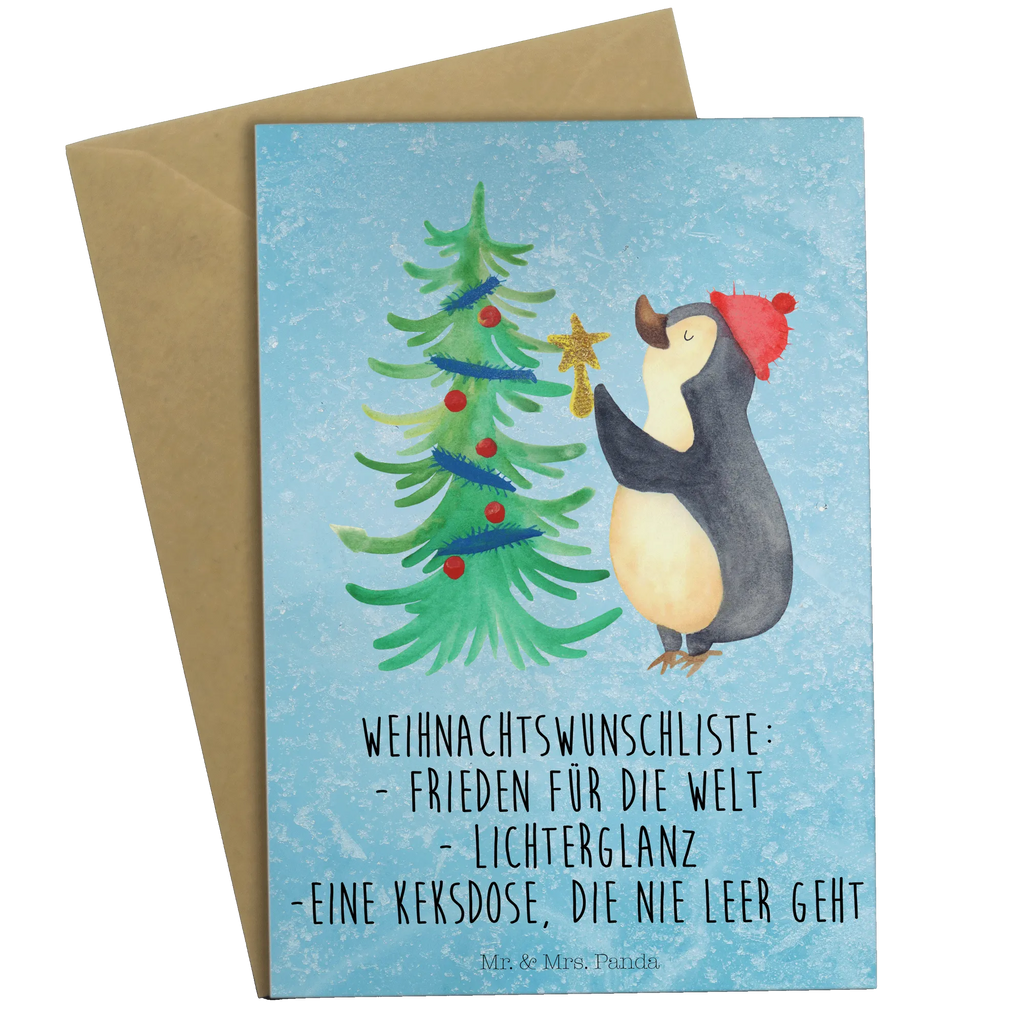 Grußkarte Pinguin Weihnachtsbaum Grußkarte, Klappkarte, Einladungskarte, Glückwunschkarte, Hochzeitskarte, Geburtstagskarte, Karte, Ansichtskarten, Winter, Weihnachten, Weihnachtsdeko, Nikolaus, Advent, Heiligabend, Wintermotiv, Pinguin