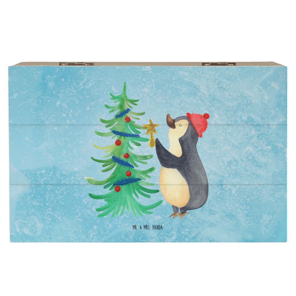 Holzkiste Pinguin Weihnachtsbaum Holzkiste, Kiste, Schatzkiste, Truhe, Schatulle, XXL, Erinnerungsbox, Erinnerungskiste, Dekokiste, Aufbewahrungsbox, Geschenkbox, Geschenkdose, Winter, Weihnachten, Weihnachtsdeko, Nikolaus, Advent, Heiligabend, Wintermotiv, Pinguin