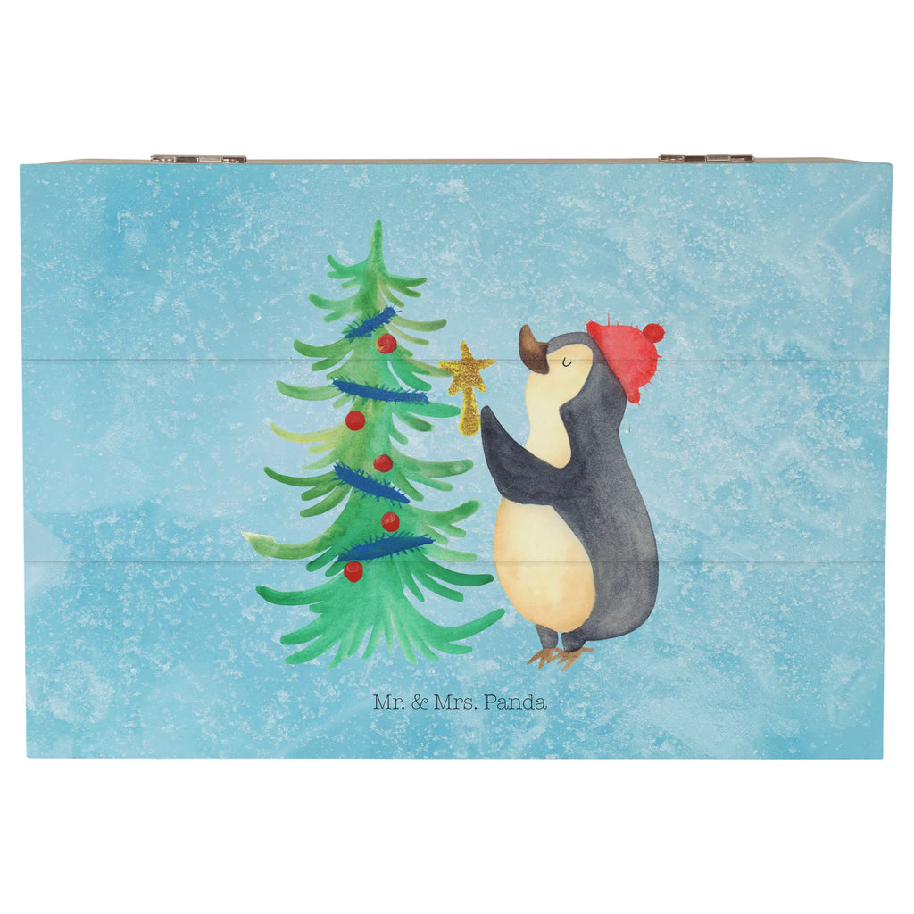 Holzkiste Pinguin Weihnachtsbaum Holzkiste, Kiste, Schatzkiste, Truhe, Schatulle, XXL, Erinnerungsbox, Erinnerungskiste, Dekokiste, Aufbewahrungsbox, Geschenkbox, Geschenkdose, Winter, Weihnachten, Weihnachtsdeko, Nikolaus, Advent, Heiligabend, Wintermotiv, Pinguin