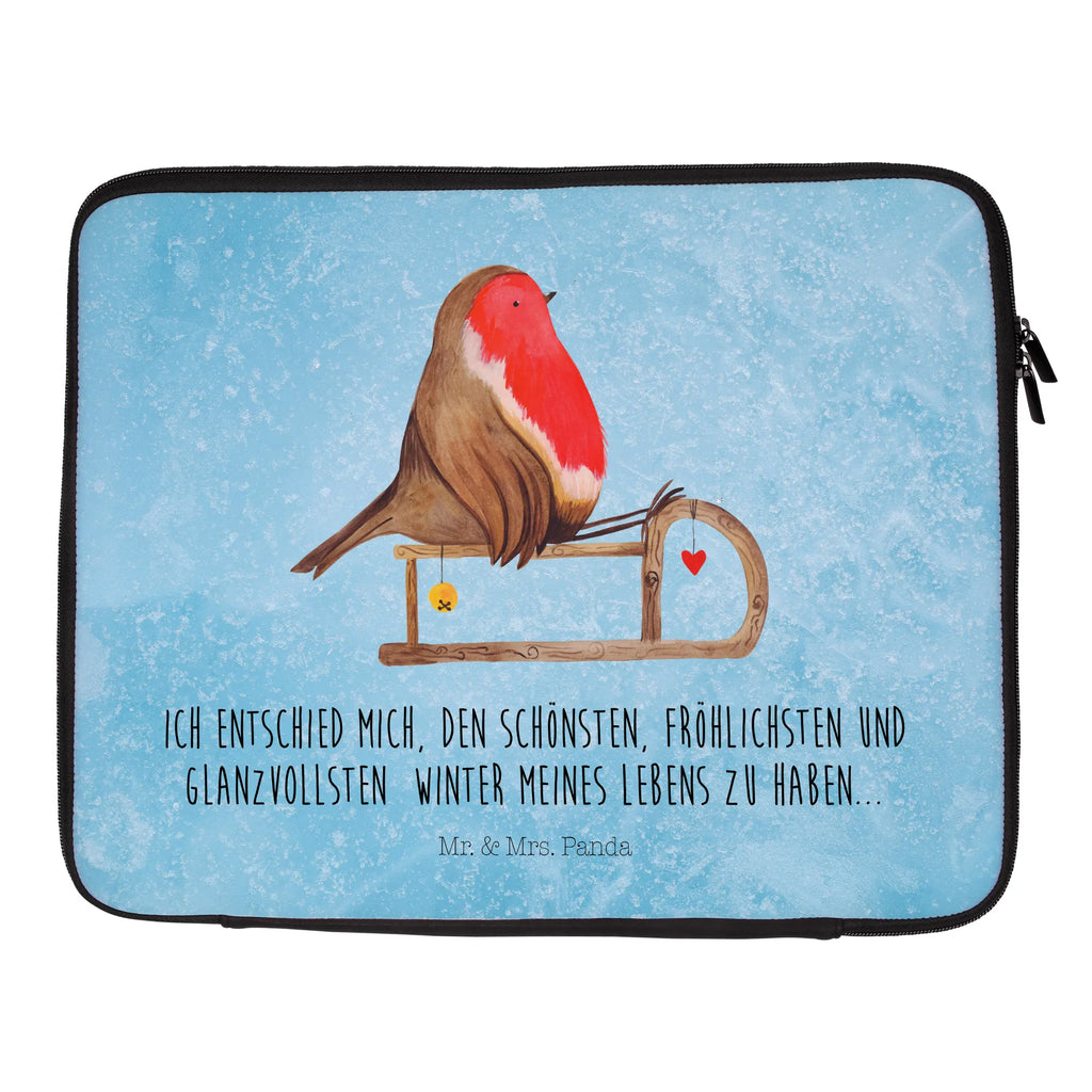 Notebook Tasche Rotkehlchen Schlitten Notebook Tasche, Laptop, Computertasche, Tasche, Notebook-Tasche, Notebook-Reisehülle, Notebook Schutz, Winter, Weihnachten, Weihnachtsdeko, Nikolaus, Advent, Heiligabend, Wintermotiv, Schlitten, Vogel