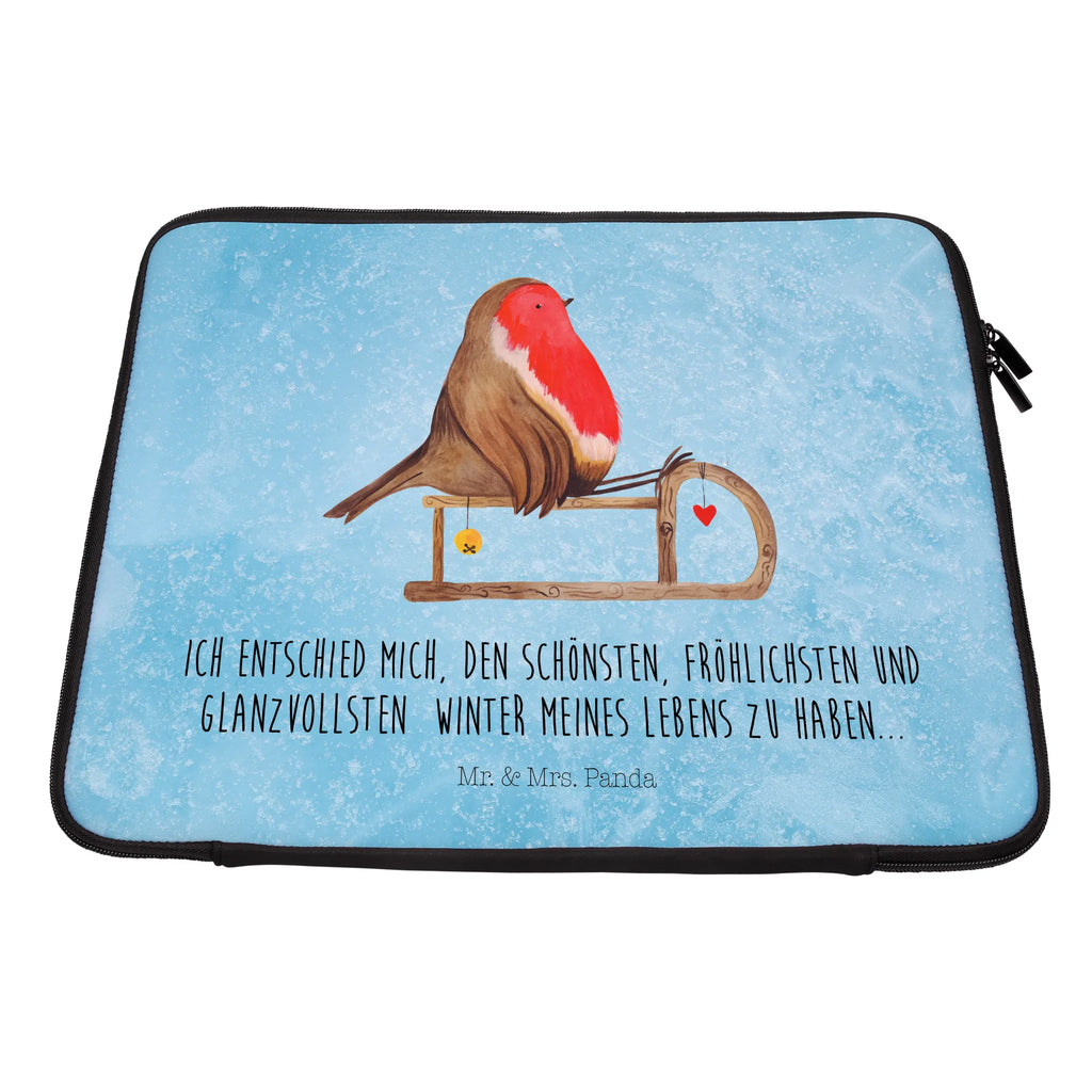 Notebook Tasche Rotkehlchen Schlitten Notebook Tasche, Laptop, Computertasche, Tasche, Notebook-Tasche, Notebook-Reisehülle, Notebook Schutz, Winter, Weihnachten, Weihnachtsdeko, Nikolaus, Advent, Heiligabend, Wintermotiv, Schlitten, Vogel