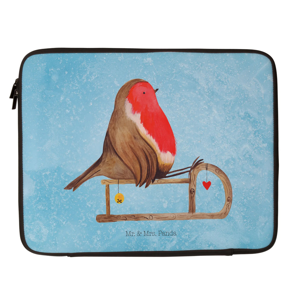 Notebook Tasche Rotkehlchen Schlitten Notebook Tasche, Laptop, Computertasche, Tasche, Notebook-Tasche, Notebook-Reisehülle, Notebook Schutz, Winter, Weihnachten, Weihnachtsdeko, Nikolaus, Advent, Heiligabend, Wintermotiv, Schlitten, Vogel