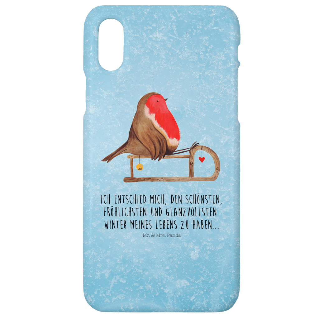 Handyhülle Rotkehlchen Schlitten Handyhülle, Handycover, Cover, Handy, Hülle, Iphone 10, Iphone X, Winter, Weihnachten, Weihnachtsdeko, Nikolaus, Advent, Heiligabend, Wintermotiv, Schlitten, Vogel