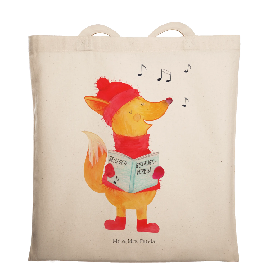 Tragetasche Fuchs Sänger Beuteltasche, Beutel, Einkaufstasche, Jutebeutel, Stoffbeutel, Tasche, Shopper, Umhängetasche, Strandtasche, Schultertasche, Stofftasche, Tragetasche, Badetasche, Jutetasche, Einkaufstüte, Laptoptasche, Winter, Weihnachten, Weihnachtsdeko, Nikolaus, Advent, Heiligabend, Wintermotiv, Fuchs, Füchse, Sänger, Geschenk Sänger, Singen, Weihnachtslieder