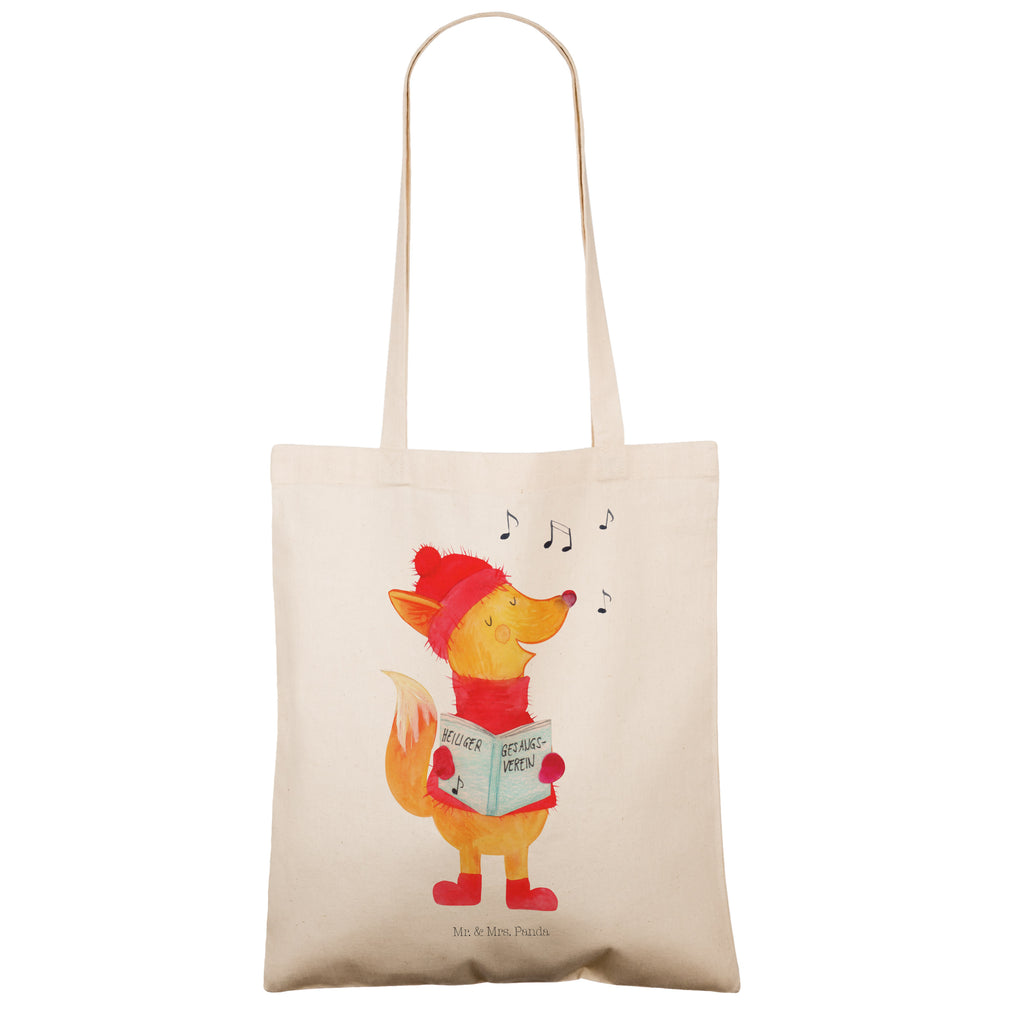 Tragetasche Fuchs Sänger Beuteltasche, Beutel, Einkaufstasche, Jutebeutel, Stoffbeutel, Tasche, Shopper, Umhängetasche, Strandtasche, Schultertasche, Stofftasche, Tragetasche, Badetasche, Jutetasche, Einkaufstüte, Laptoptasche, Winter, Weihnachten, Weihnachtsdeko, Nikolaus, Advent, Heiligabend, Wintermotiv, Fuchs, Füchse, Sänger, Geschenk Sänger, Singen, Weihnachtslieder