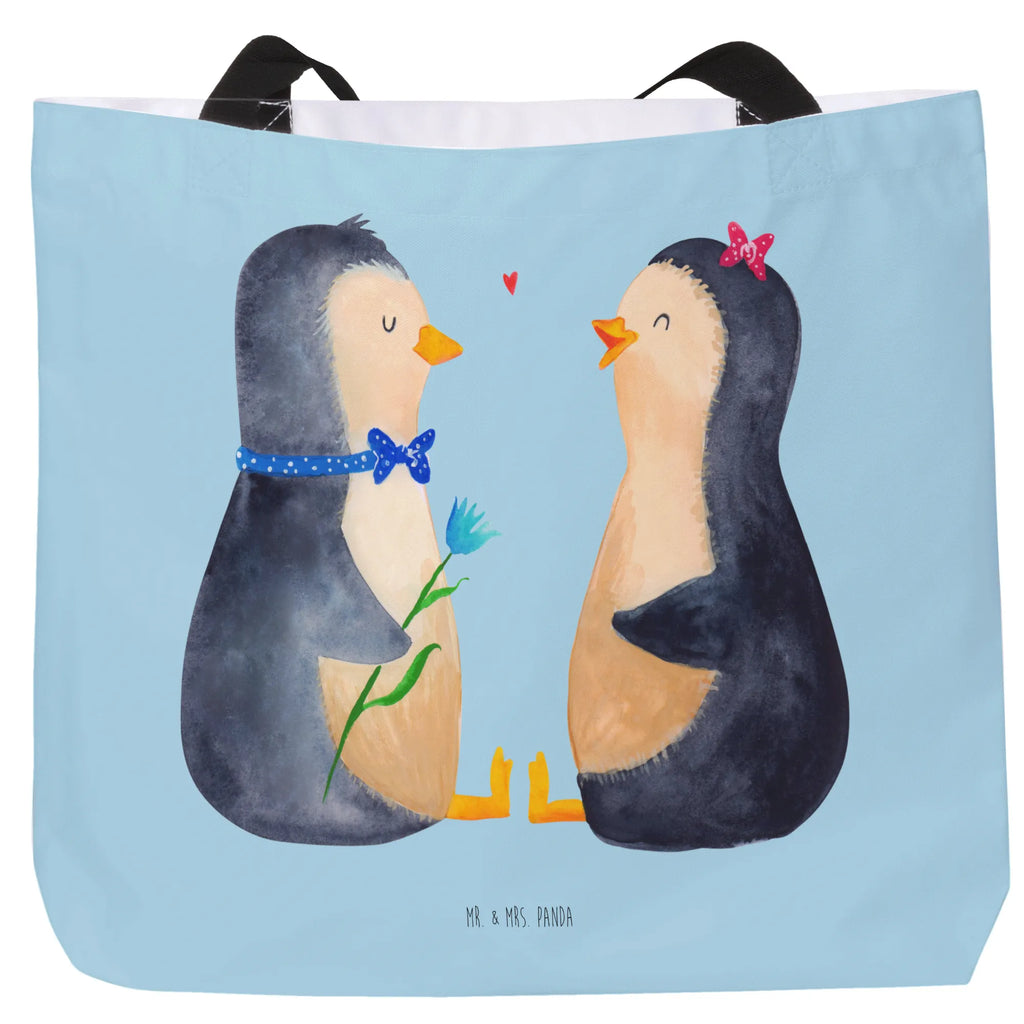 Shopper Pinguin Pärchen Beutel, Einkaufstasche, Tasche, Strandtasche, Einkaufsbeutel, Shopper, Schultasche, Freizeittasche, Tragebeutel, Schulbeutel, Alltagstasche, Pinguin, Pinguine, Liebe, Liebespaar, Liebesbeweis, Liebesgeschenk, Verlobung, Jahrestag, Hochzeitstag, Hochzeit, Hochzeitsgeschenk, große Liebe, Traumpaar