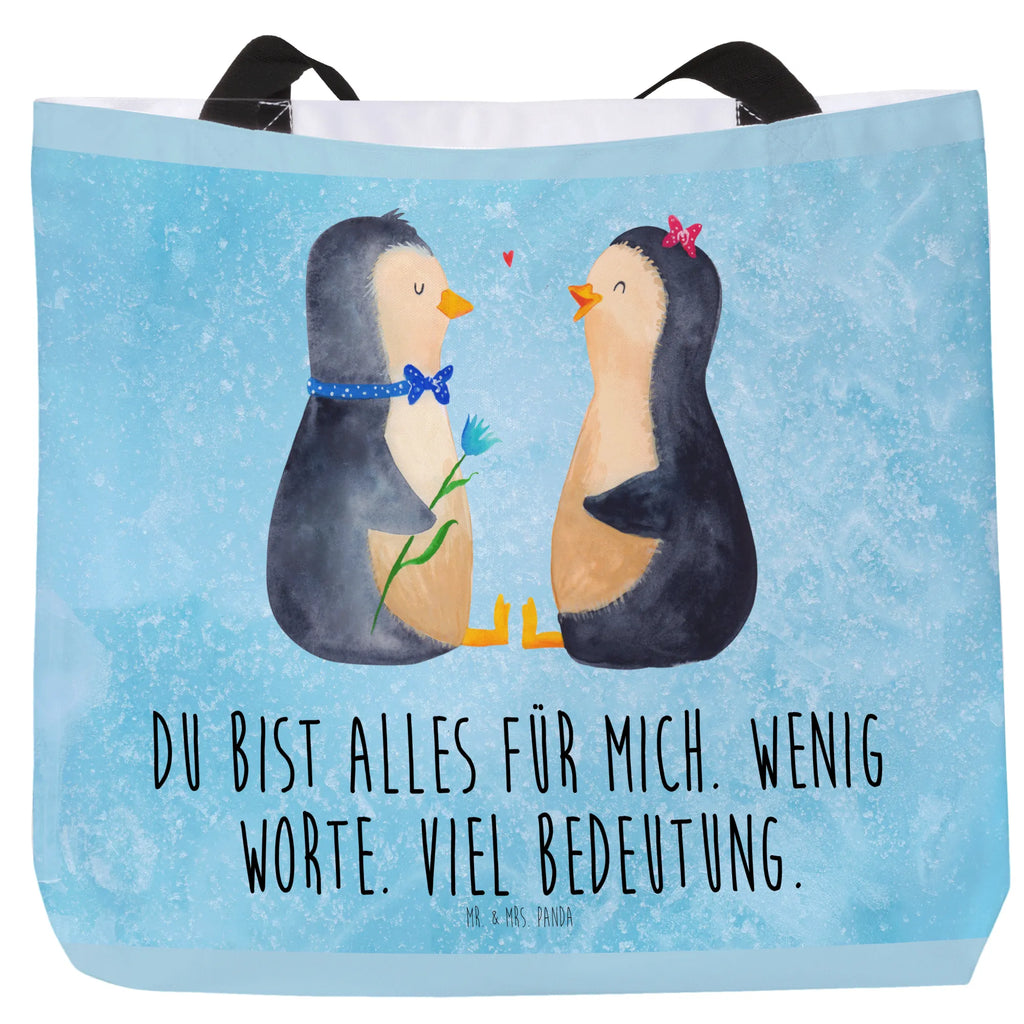 Shopper Pinguin Pärchen Beutel, Einkaufstasche, Tasche, Strandtasche, Einkaufsbeutel, Shopper, Schultasche, Freizeittasche, Tragebeutel, Schulbeutel, Alltagstasche, Pinguin, Pinguine, Liebe, Liebespaar, Liebesbeweis, Liebesgeschenk, Verlobung, Jahrestag, Hochzeitstag, Hochzeit, Hochzeitsgeschenk, große Liebe, Traumpaar