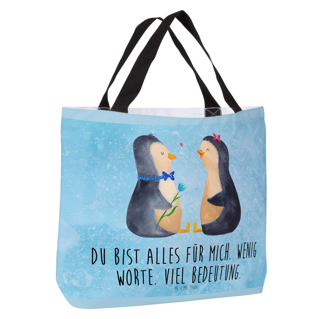 Shopper Pinguin Pärchen Beutel, Einkaufstasche, Tasche, Strandtasche, Einkaufsbeutel, Shopper, Schultasche, Freizeittasche, Tragebeutel, Schulbeutel, Alltagstasche, Pinguin, Pinguine, Liebe, Liebespaar, Liebesbeweis, Liebesgeschenk, Verlobung, Jahrestag, Hochzeitstag, Hochzeit, Hochzeitsgeschenk, große Liebe, Traumpaar