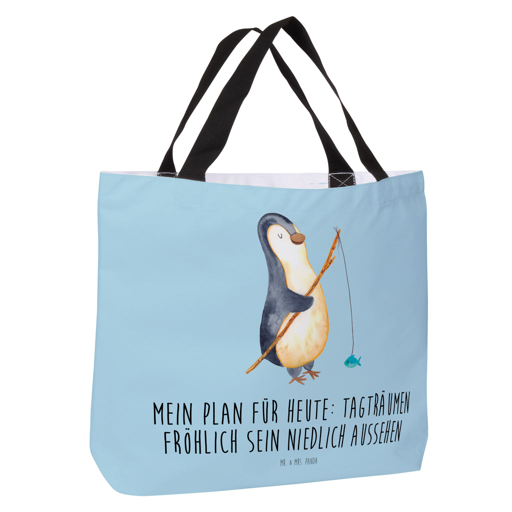 Shopper Pinguin Angler Beutel, Einkaufstasche, Tasche, Strandtasche, Einkaufsbeutel, Shopper, Schultasche, Freizeittasche, Tragebeutel, Schulbeutel, Alltagstasche, Pinguin, Pinguine, Angeln, Angler, Tagträume, Hobby, Plan, Planer, Tagesplan, Neustart, Motivation, Geschenk, Freundinnen, Geschenkidee, Urlaub, Wochenende