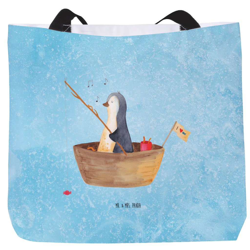 Shopper Pinguin Angelboot Beutel, Einkaufstasche, Tasche, Strandtasche, Einkaufsbeutel, Shopper, Schultasche, Freizeittasche, Tragebeutel, Schulbeutel, Alltagstasche, Pinguin, Pinguine, Angeln, Boot, Angelboot, Lebenslust, Leben, genießen, Motivation, Neustart, Neuanfang, Trennung, Scheidung, Geschenkidee Liebeskummer