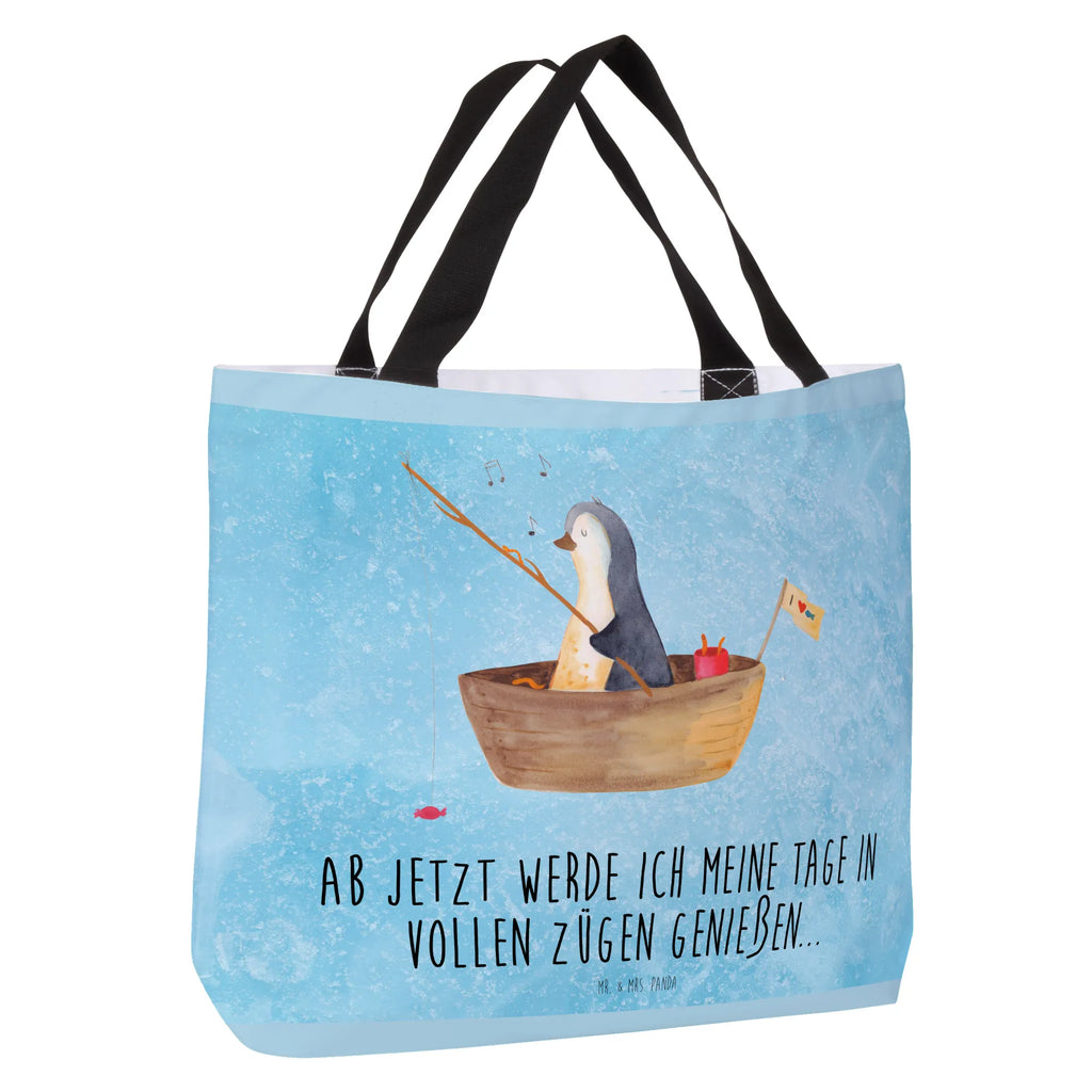 Shopper Pinguin Angelboot Beutel, Einkaufstasche, Tasche, Strandtasche, Einkaufsbeutel, Shopper, Schultasche, Freizeittasche, Tragebeutel, Schulbeutel, Alltagstasche, Pinguin, Pinguine, Angeln, Boot, Angelboot, Lebenslust, Leben, genießen, Motivation, Neustart, Neuanfang, Trennung, Scheidung, Geschenkidee Liebeskummer