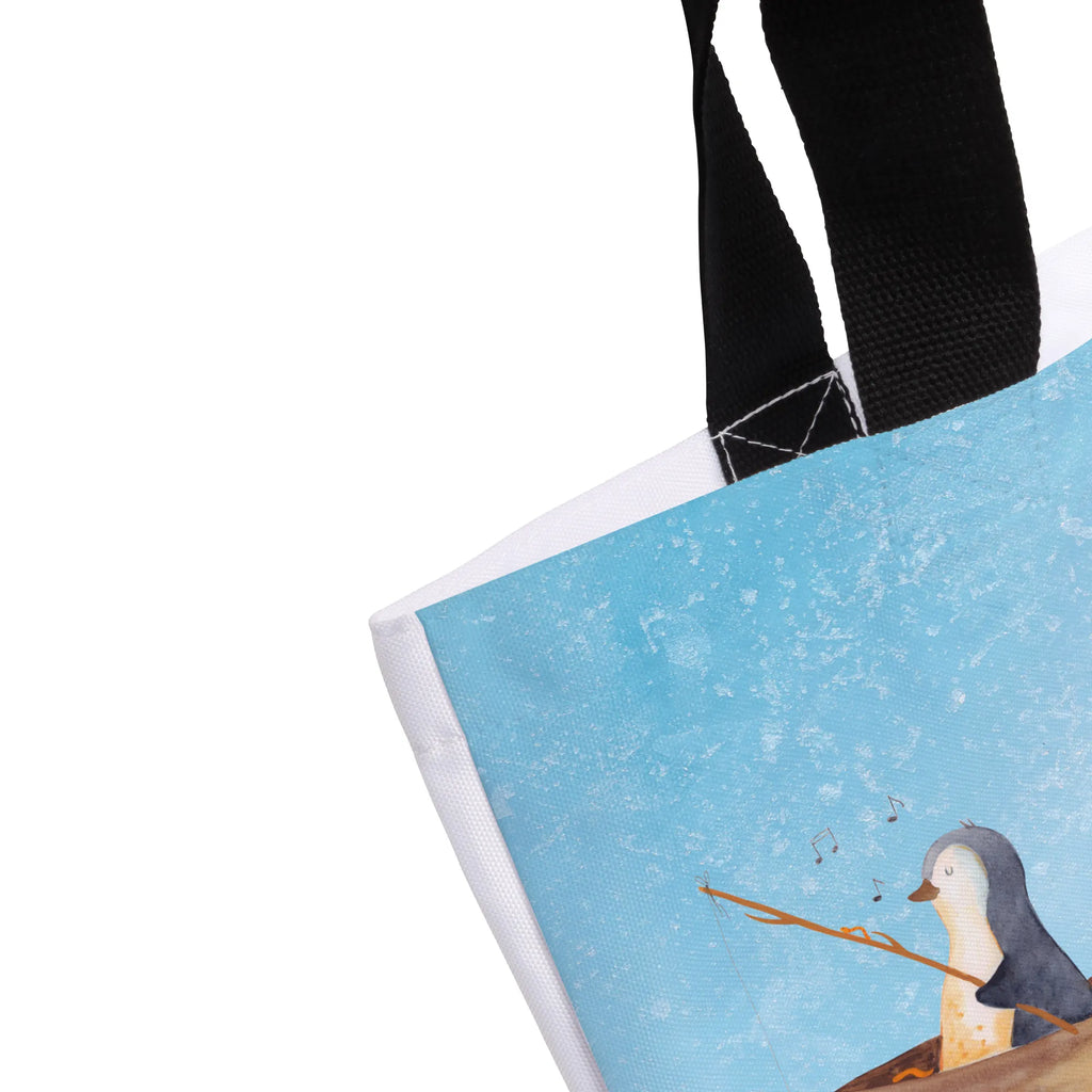 Shopper Pinguin Angelboot Beutel, Einkaufstasche, Tasche, Strandtasche, Einkaufsbeutel, Shopper, Schultasche, Freizeittasche, Tragebeutel, Schulbeutel, Alltagstasche, Pinguin, Pinguine, Angeln, Boot, Angelboot, Lebenslust, Leben, genießen, Motivation, Neustart, Neuanfang, Trennung, Scheidung, Geschenkidee Liebeskummer