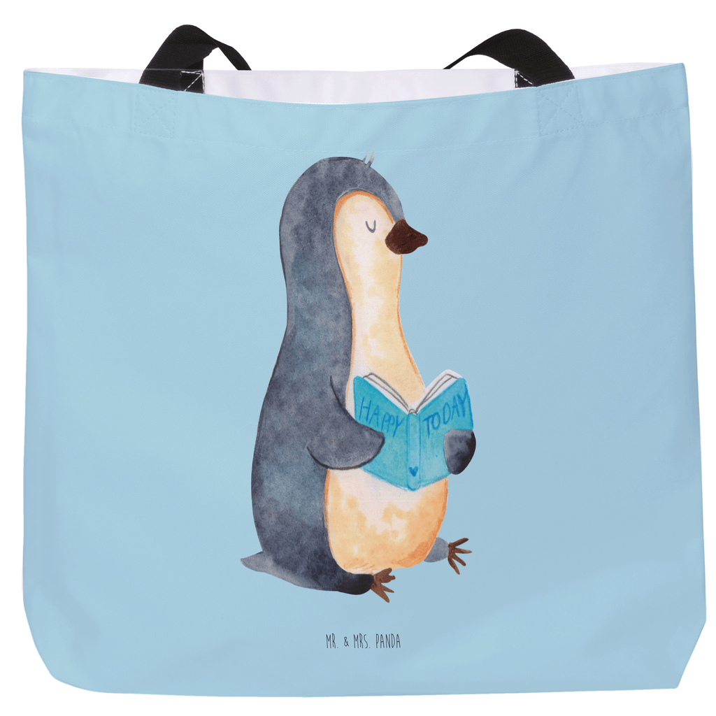 Shopper Pinguin Buch Beutel, Einkaufstasche, Tasche, Strandtasche, Einkaufsbeutel, Shopper, Schultasche, Freizeittasche, Tragebeutel, Schulbeutel, Alltagstasche, Pinguin, Pinguine, Buch, Lesen, Bücherwurm, Nichtstun, Faulenzen, Ferien, Urlaub, Freizeit