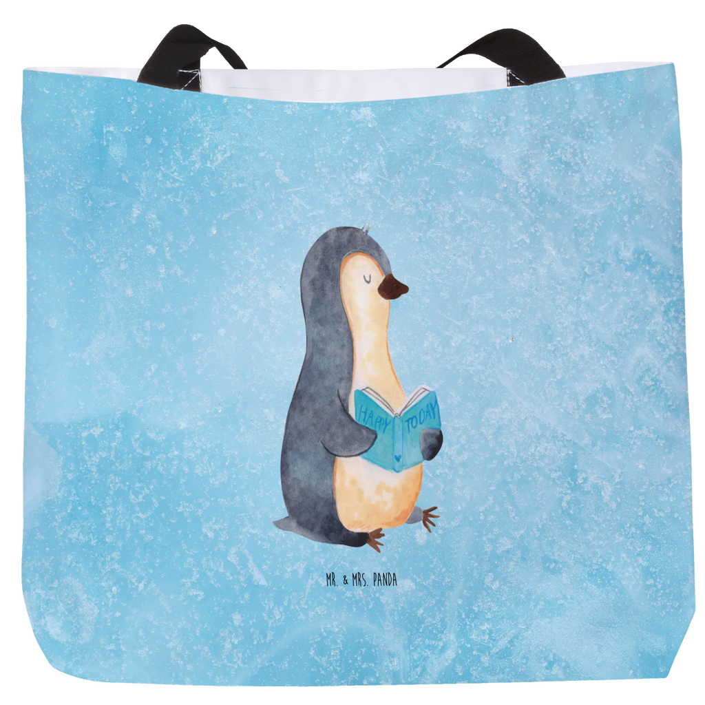 Shopper Pinguin Buch Beutel, Einkaufstasche, Tasche, Strandtasche, Einkaufsbeutel, Shopper, Schultasche, Freizeittasche, Tragebeutel, Schulbeutel, Alltagstasche, Pinguin, Pinguine, Buch, Lesen, Bücherwurm, Nichtstun, Faulenzen, Ferien, Urlaub, Freizeit