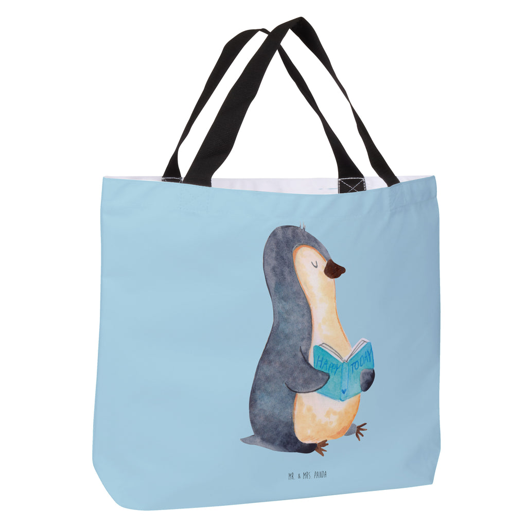 Shopper Pinguin Buch Beutel, Einkaufstasche, Tasche, Strandtasche, Einkaufsbeutel, Shopper, Schultasche, Freizeittasche, Tragebeutel, Schulbeutel, Alltagstasche, Pinguin, Pinguine, Buch, Lesen, Bücherwurm, Nichtstun, Faulenzen, Ferien, Urlaub, Freizeit