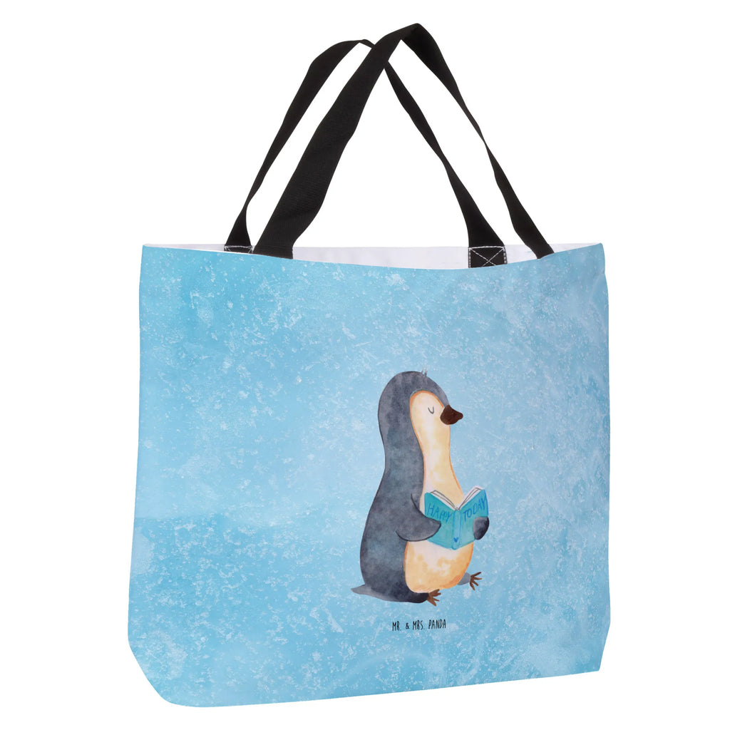 Shopper Pinguin Buch Beutel, Einkaufstasche, Tasche, Strandtasche, Einkaufsbeutel, Shopper, Schultasche, Freizeittasche, Tragebeutel, Schulbeutel, Alltagstasche, Pinguin, Pinguine, Buch, Lesen, Bücherwurm, Nichtstun, Faulenzen, Ferien, Urlaub, Freizeit