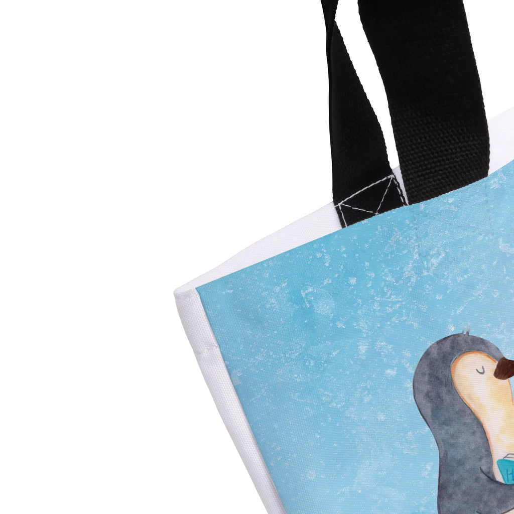 Shopper Pinguin Buch Beutel, Einkaufstasche, Tasche, Strandtasche, Einkaufsbeutel, Shopper, Schultasche, Freizeittasche, Tragebeutel, Schulbeutel, Alltagstasche, Pinguin, Pinguine, Buch, Lesen, Bücherwurm, Nichtstun, Faulenzen, Ferien, Urlaub, Freizeit