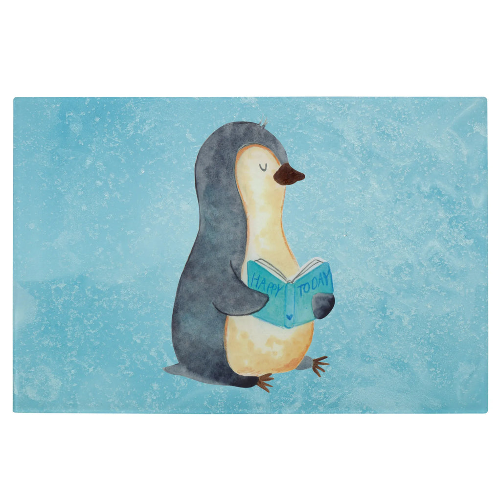 Glasschneidebrett Pinguin Buch Glasschneidebrett, Schneidebrett, Pinguin, Pinguine, Buch, Lesen, Bücherwurm, Nichtstun, Faulenzen, Ferien, Urlaub, Freizeit